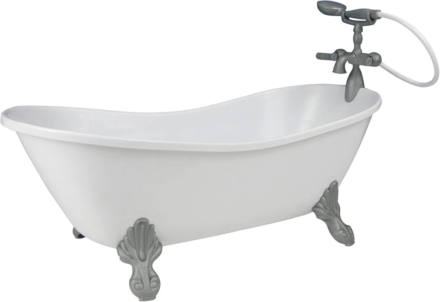 Sophia's Classic White Clawfoot Bathtub with Handheld Shower Head and Faucet Furniture Set for 18" Dolls, White/Silver