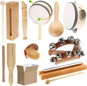 SOUJOY 13 Pack Kids Musical Instrument, Wooden Toddler Percussion Toy Set, Baby Montessori Toys for 2-12 Years Old, Preschool Educational Musical Toys for Children Early Learning