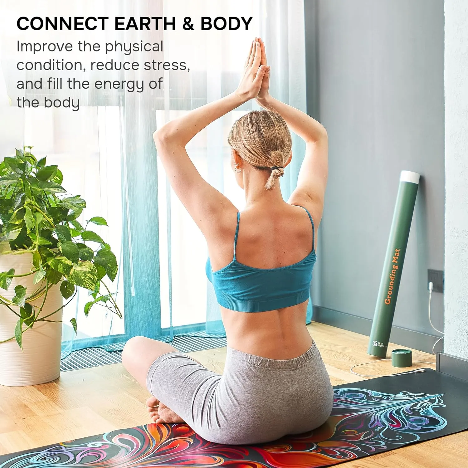 SoulHarmony Colored Grounding Mat 72"x24" - Earthing Mat for Bed, Yoga, Feet - Multicolor
