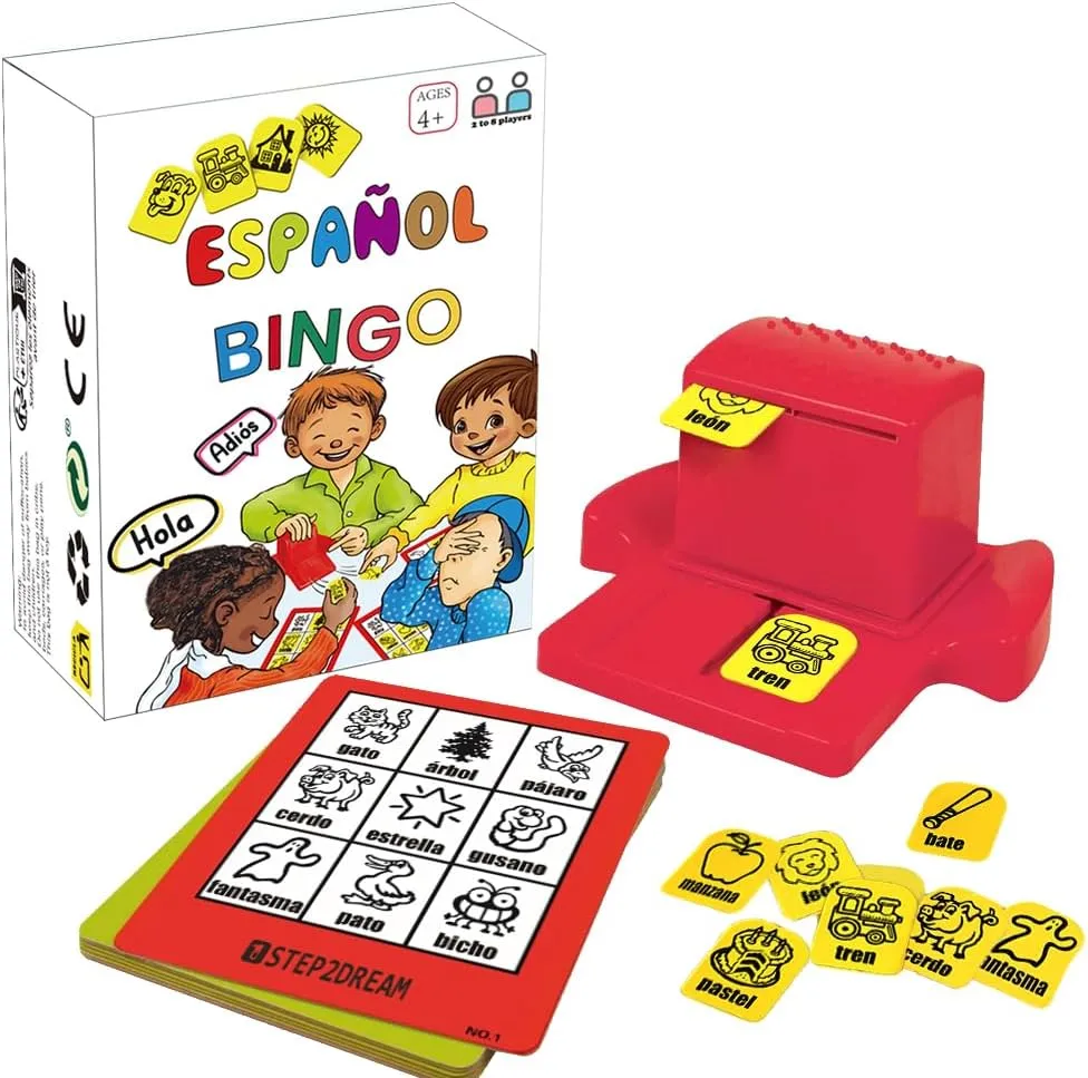 Spanish Vocabulary Bingo for Kids | Educational Learning with Sight Words | Boosts Language and Matching Skills | Ideal for Classroom and Home Use | Spanish Board Game