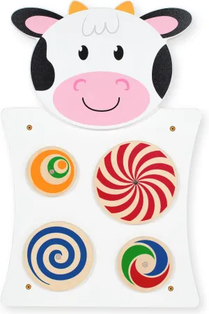 SPARK & WOW - 50677 Cow Activity Wall Panel - 18m  - Toddler Activity Center - Wall-Mounted Toy - Busy Board Decor for Bedrooms, Daycares and Play Areas
