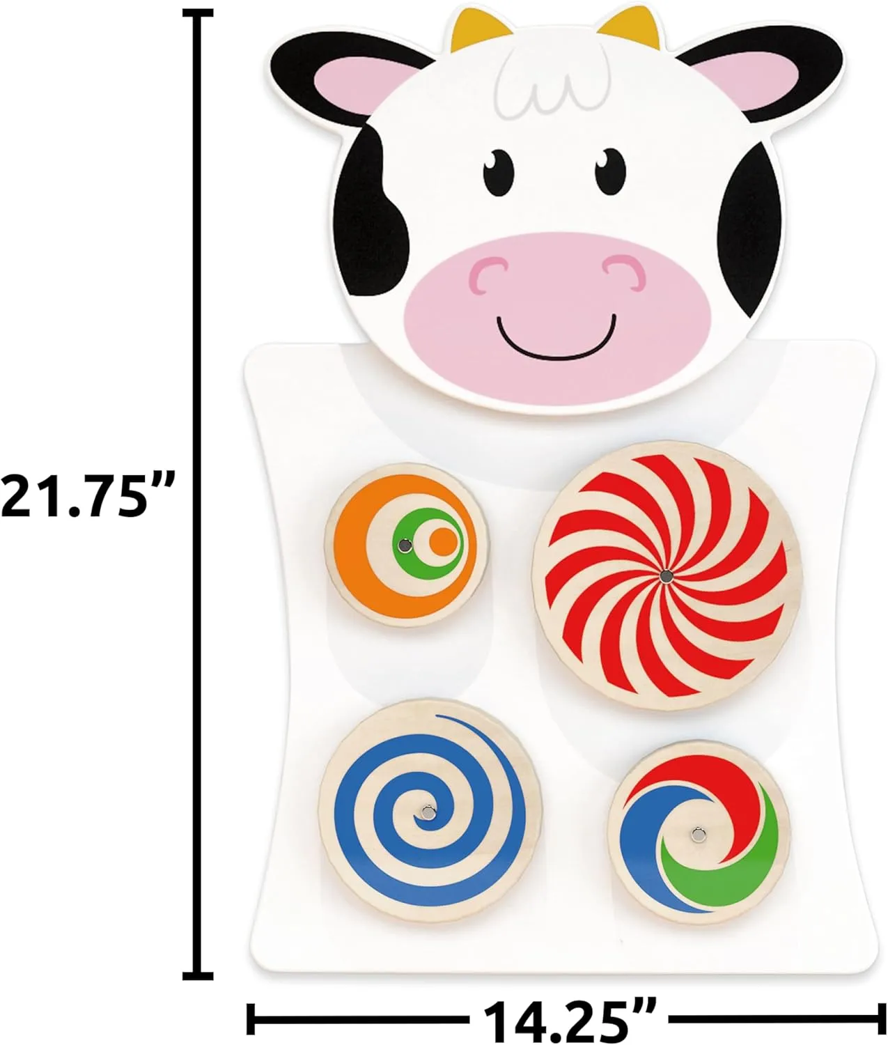 SPARK & WOW - 50677 Cow Activity Wall Panel - 18m  - Toddler Activity Center - Wall-Mounted Toy - Busy Board Decor for Bedrooms, Daycares and Play Areas