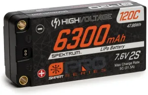 Spektrum 7.6V 6300mAh 2S 120C Smart Pro Race Shorty Hardcase LiHV Battery: Tubes, 5mm, SPMX632S120HT