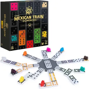 Spin Master Games Legacy Deluxe Mexican Train Dominoes, Classic Original Board Game Set Double-12 Dominoes with Sturdy Wood Case, for Kids and Adults Aged 8 and up