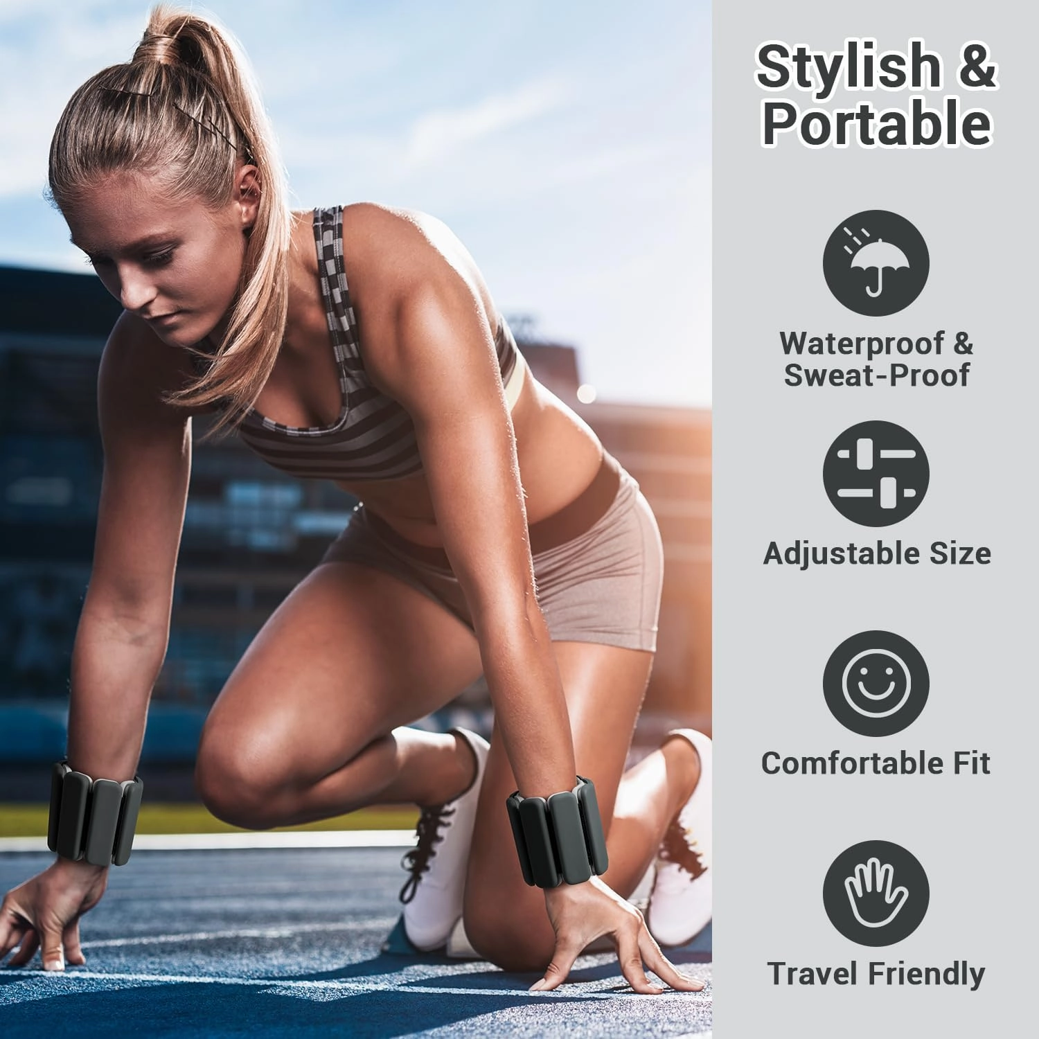 Sportneer Wrist & Ankle Weights for Women Men - 1 Pair (1 lb/2 lb Each) | Adjustable Weighted Bracelet Silicone Bangles for Yoga, Dance, Pilates, Cardio, Aerobics, Gym, Pool Exercises and Jogging