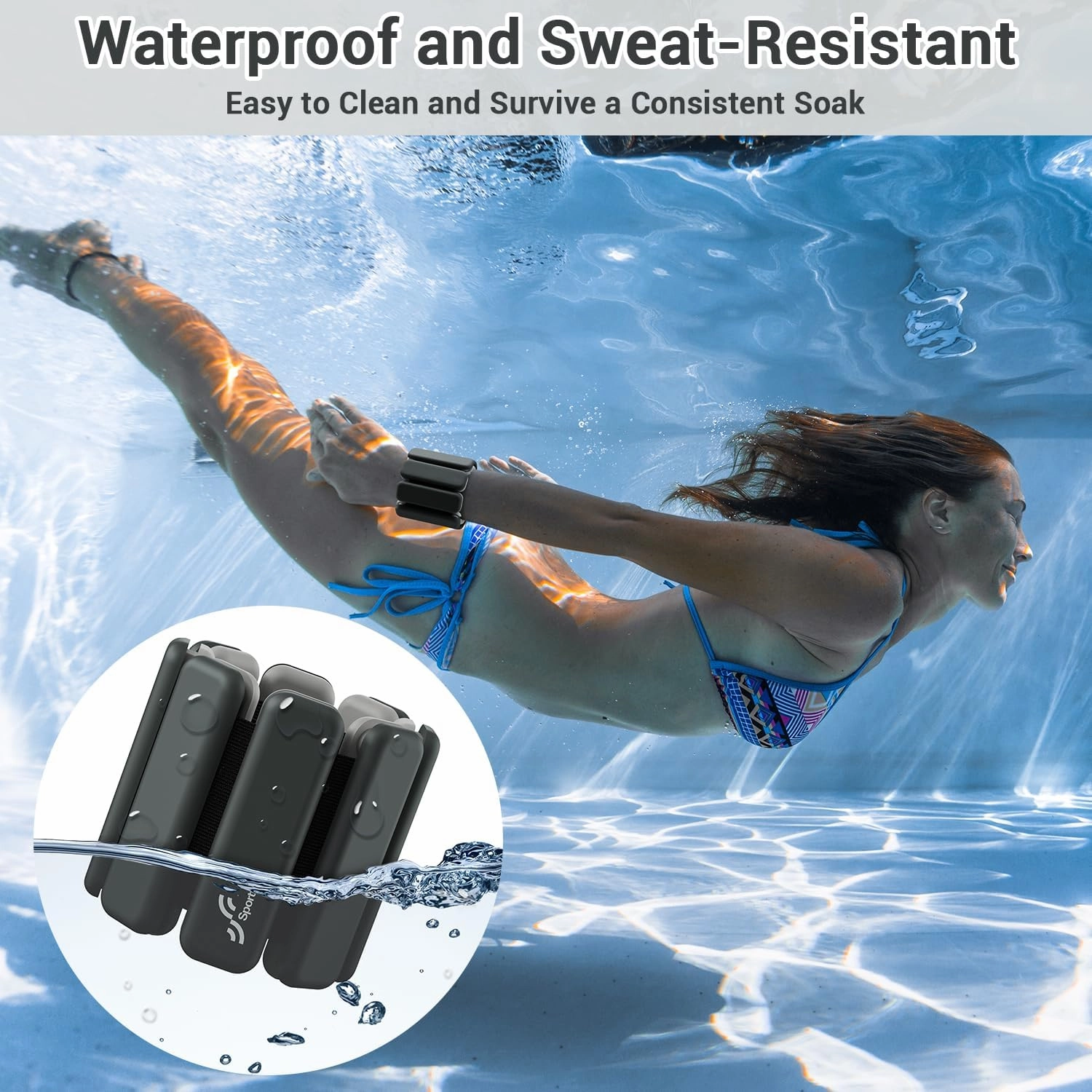 Sportneer Wrist & Ankle Weights for Women Men - 1 Pair (1 lb/2 lb Each) | Adjustable Weighted Bracelet Silicone Bangles for Yoga, Dance, Pilates, Cardio, Aerobics, Gym, Pool Exercises and Jogging