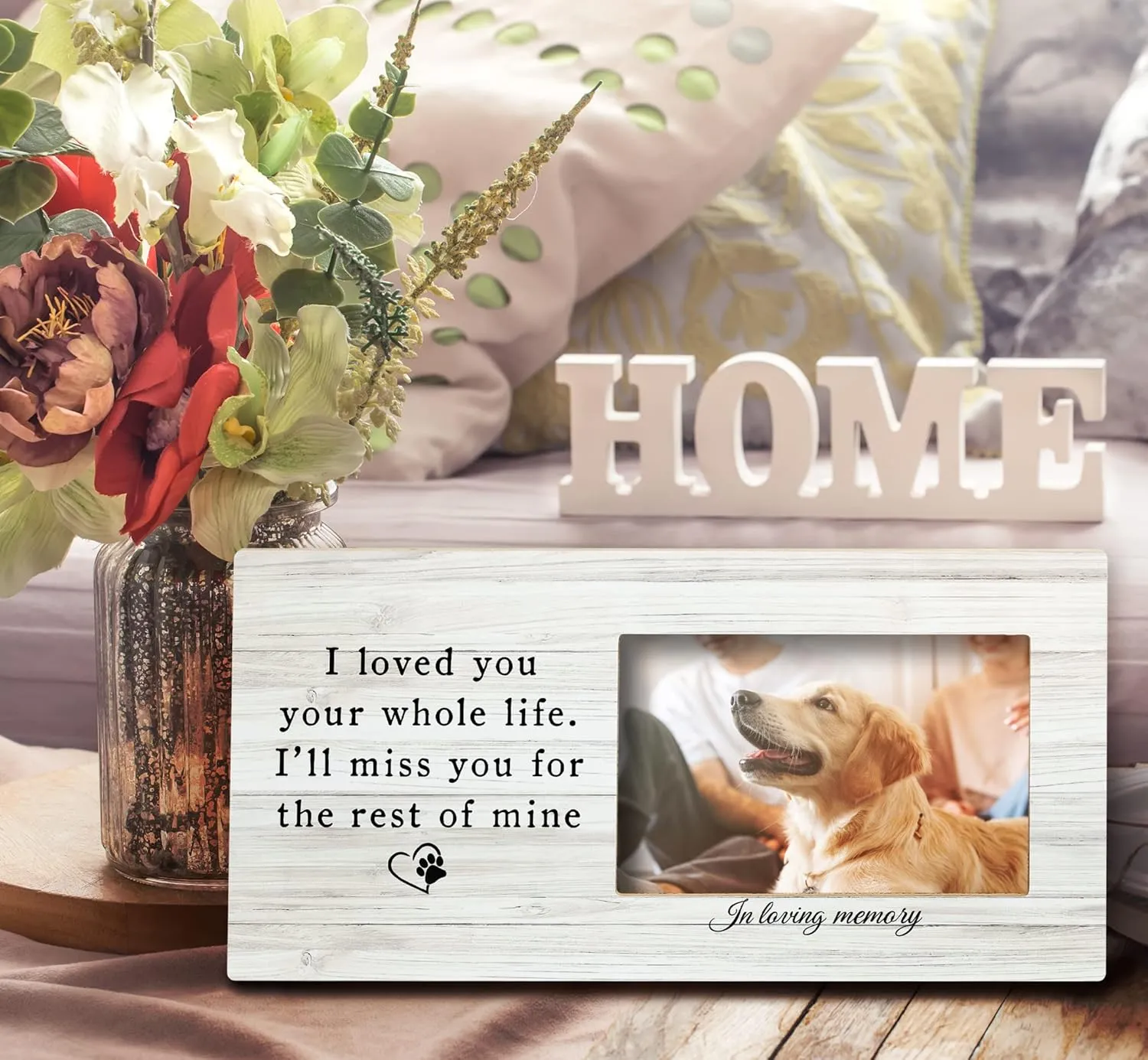 SRADMO Pet Memory Picture Frame,Pet Dog Cat Memorial 12×6 inch Wooden Tabletop Photo Frame for Pet Owners,Pet Loss Sympathy Gift,Sympathy Gifts for Loss Of Dog,Passed Away Dog Memorial Gifts