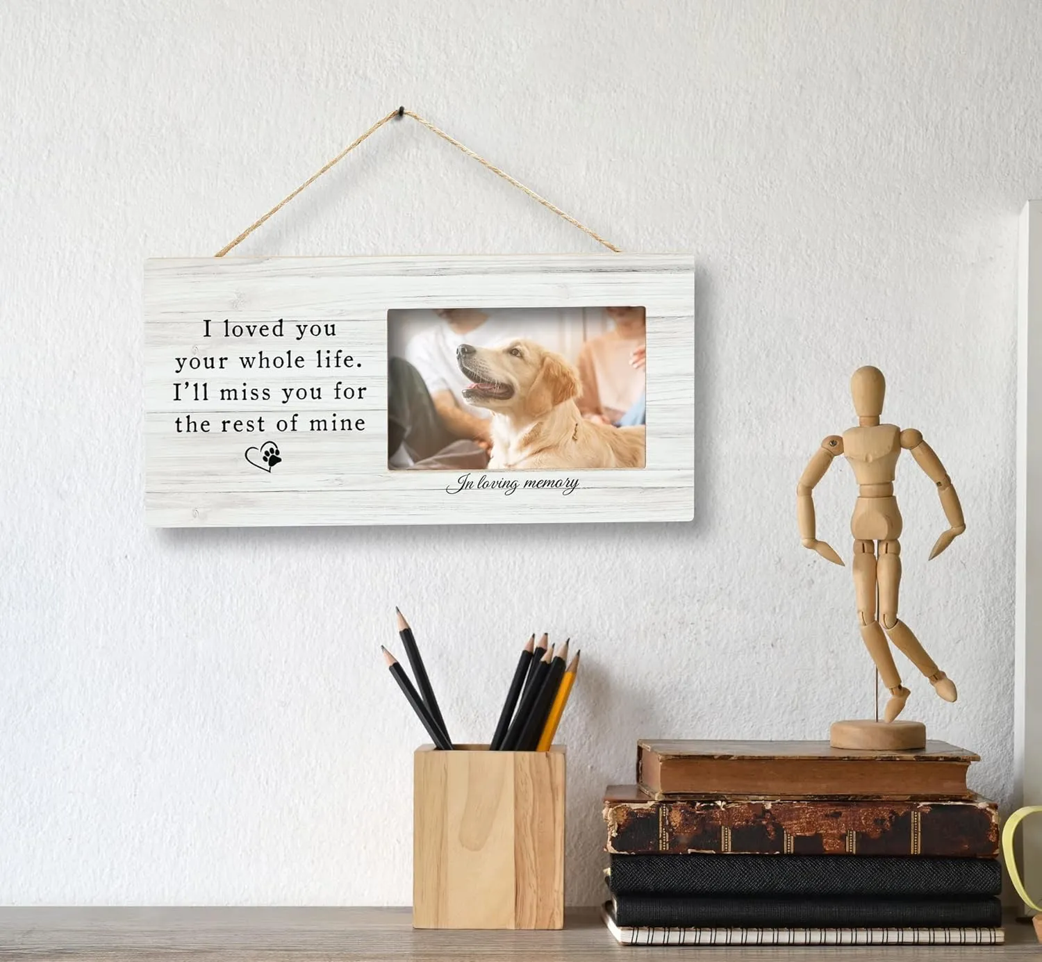 SRADMO Pet Memory Picture Frame,Pet Dog Cat Memorial 12×6 inch Wooden Tabletop Photo Frame for Pet Owners,Pet Loss Sympathy Gift,Sympathy Gifts for Loss Of Dog,Passed Away Dog Memorial Gifts