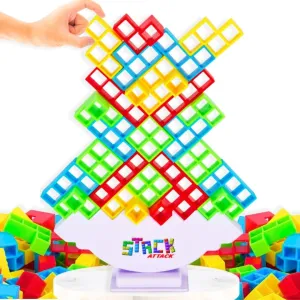 Stack Attack - Fun for Kids and Adults, Stacking Balance Game, Perfect for Family Game Night, Classrooms, Portable for Travel, Popular Social Media Games, Ages 3 