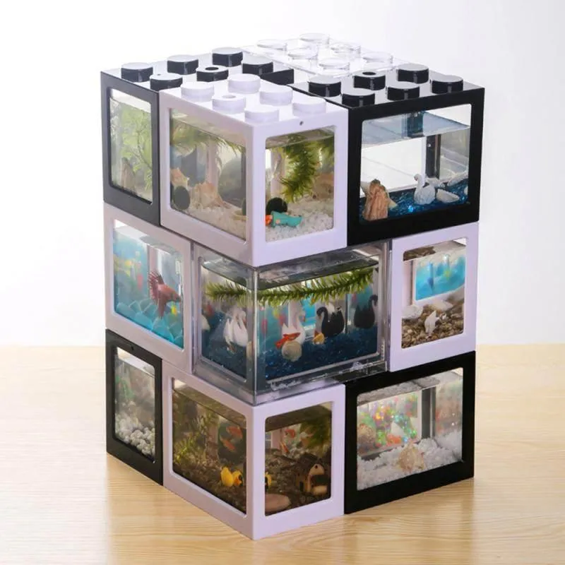 Stackable Mini Aquarium - Creative Desktop Décor for Home Office