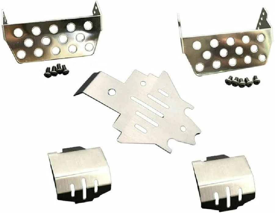 Stainless Steel Protector Skid Plate Front Rear Chassis Cover Plate for Traxxas 1/10 TRX-4 Racing RC Car