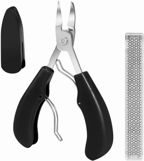 Stainless Steel Nail Clippers Bent Nose Plier Nail Hook Oblique Mouth Nail Clippers Nail Groove Slant Tip Scissor Cuticle Nipper,Black Nano Suit