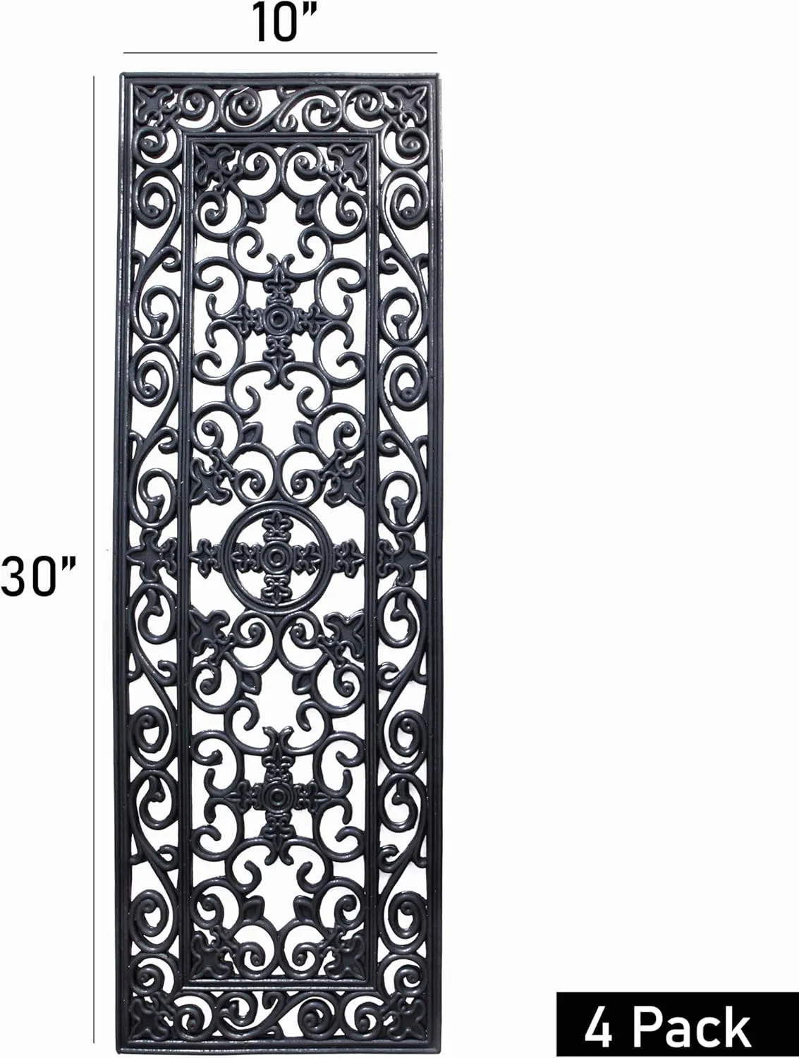 Stair Treads Staircase Step Mats - 4 Pack Sturdy Non Slip Outdoor Indoor Skid Resistant Heavy Duty Commercial Grade Rubber Stair Traction Tread Mats - Pool Balcony Yard Drainage Mat - 10x30