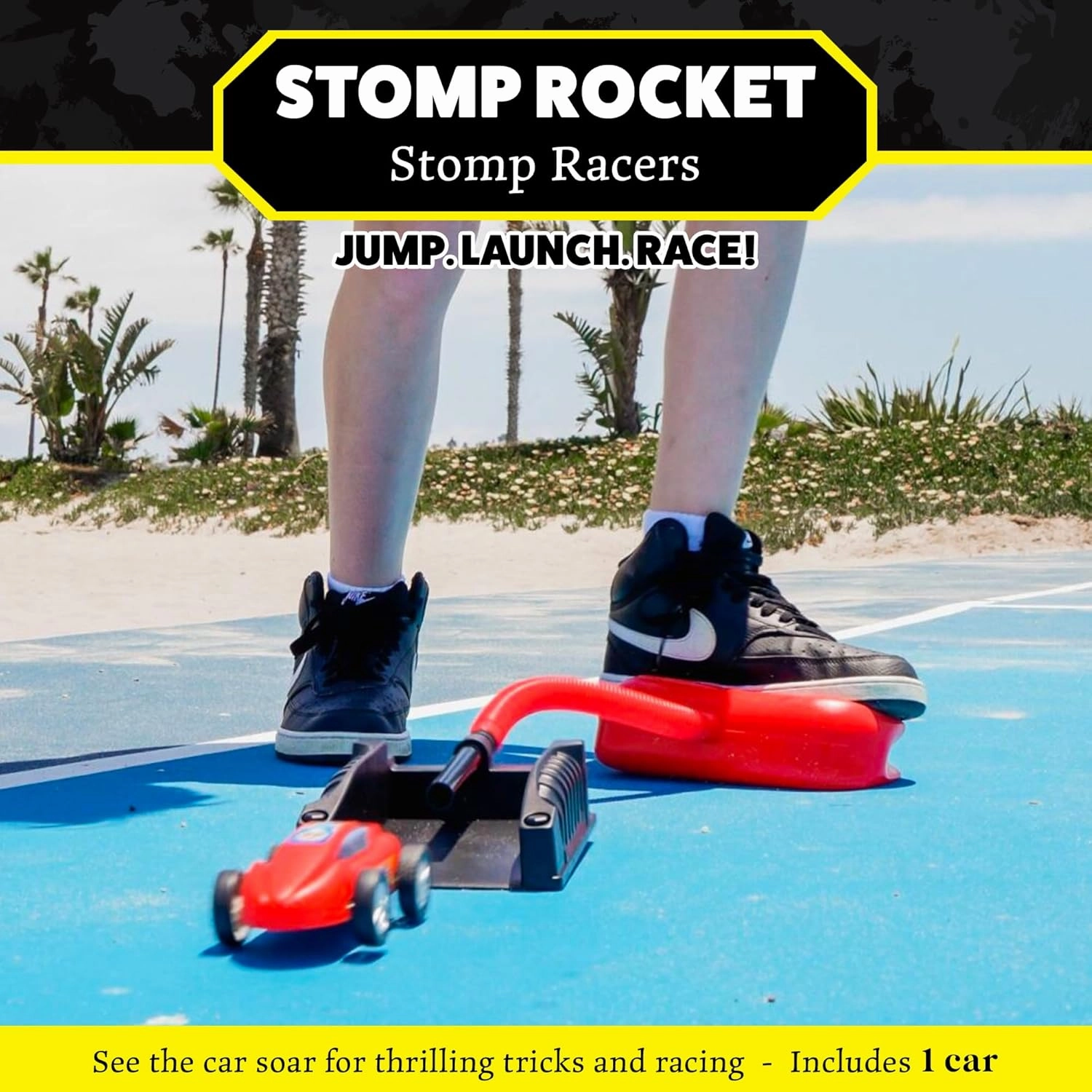 Stomp Racers Air Powered Race Cars by Stomp Rocket, Single Racer Pack - Stomp Racers Toy Car Launcher - Fun Backyard & Outdoor Multi-Player Kids Toys Gifts for Boys, Girls & Toddlers