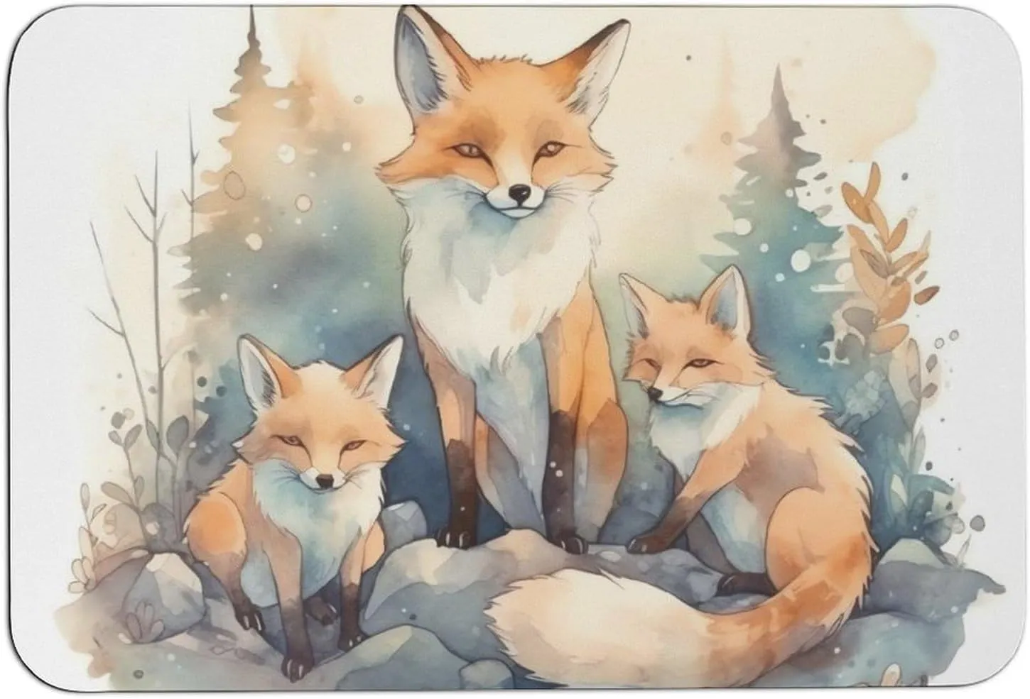 Stone Bath Mat,Watercolor Fox Print Diatomaceous Earth Bath Mat,Bathroom Mat Quick Dry Non-Slip,Super Absorbent Stone Bath Mats for Bathroom Shower Floor Kitchen Counter,Easy to Clean 23.6x15.7”