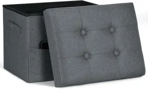 Storage Ottoman Cube, Folding Footstool Rest with Thicker Foam Padded Seat. Liner Ottoman with Storage Bench or Living Room, Bedroom, Home Office, Coffee Table. 17x13x13in, Gray Green