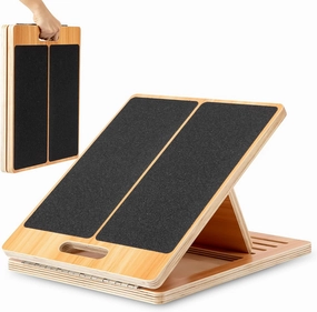 StrongTek Portable Wooden Slant Board for Calf Stretching, Adjustable Calf Stretcher with Non-Slip Surface, 4 Angle Settings for Effective Leg and Ankle Stretching, 350 LBS Capacity