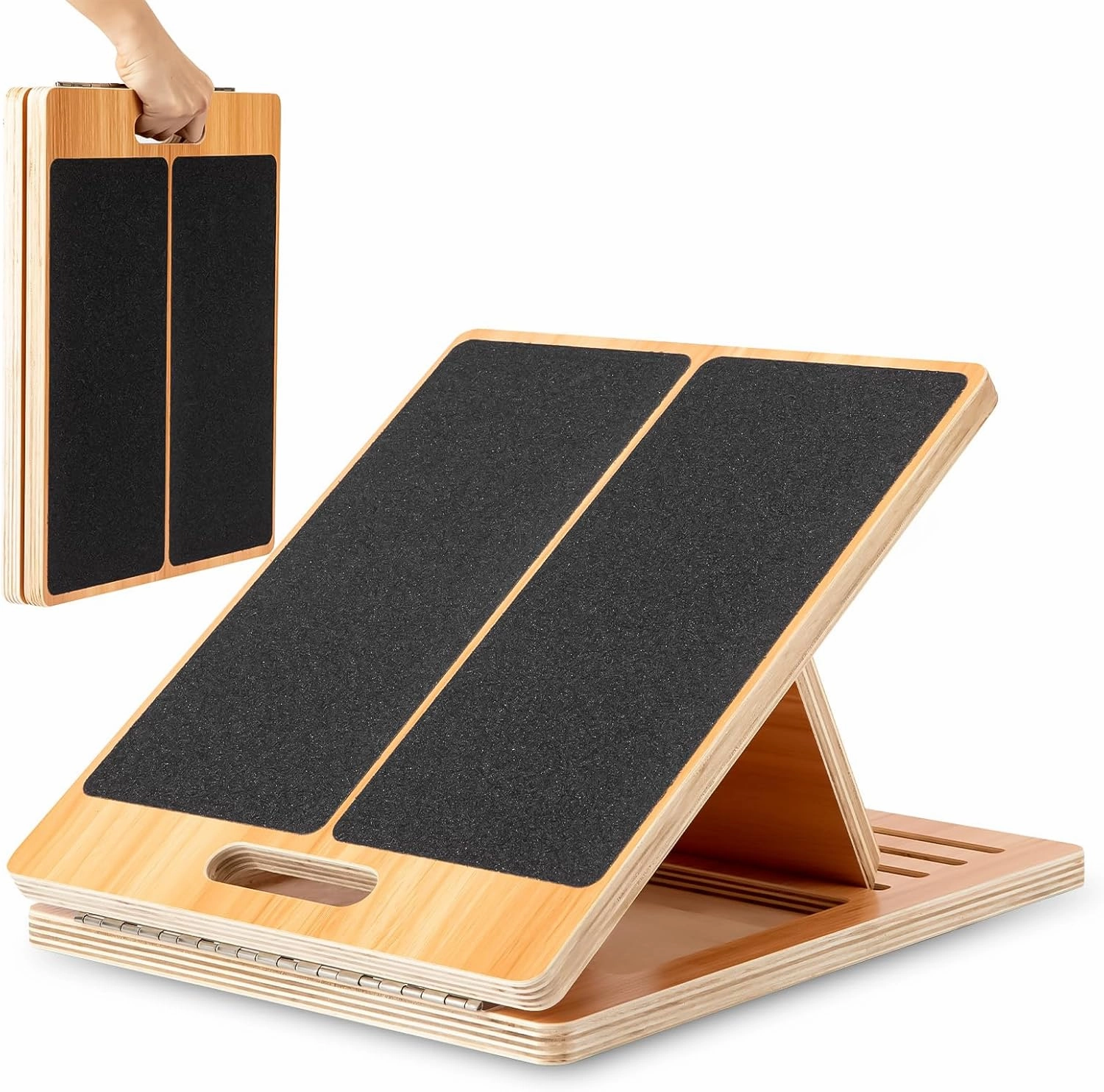 StrongTek Portable Wooden Slant Board for Calf Stretching, Adjustable Calf Stretcher with Non-Slip Surface, 4 Angle Settings for Effective Leg and Ankle Stretching, 350 LBS Capacity
