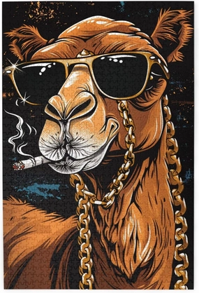 Stylish Camels In Desert Fashion Puzzles For Adults 1000 Pieces, Trendy Animal Wooden Jigsaw Puzzles, Unique Bohemian Wall Decor For Adult,Creative Activity Hobbies For Adults
