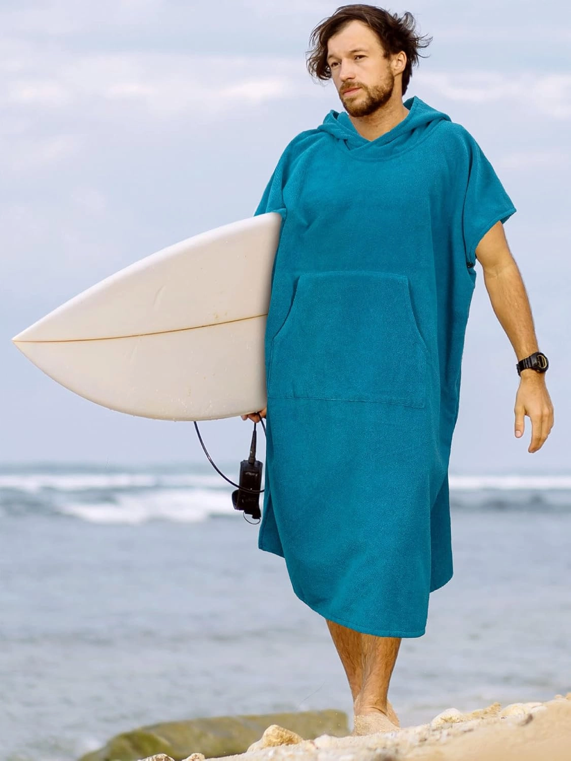 SUN CUBE Surf Poncho Changing Robe with Hood | Absorbent Quick Dry Microfiber Wetsuit Changing Towel with Pocket for Surfing Men Women