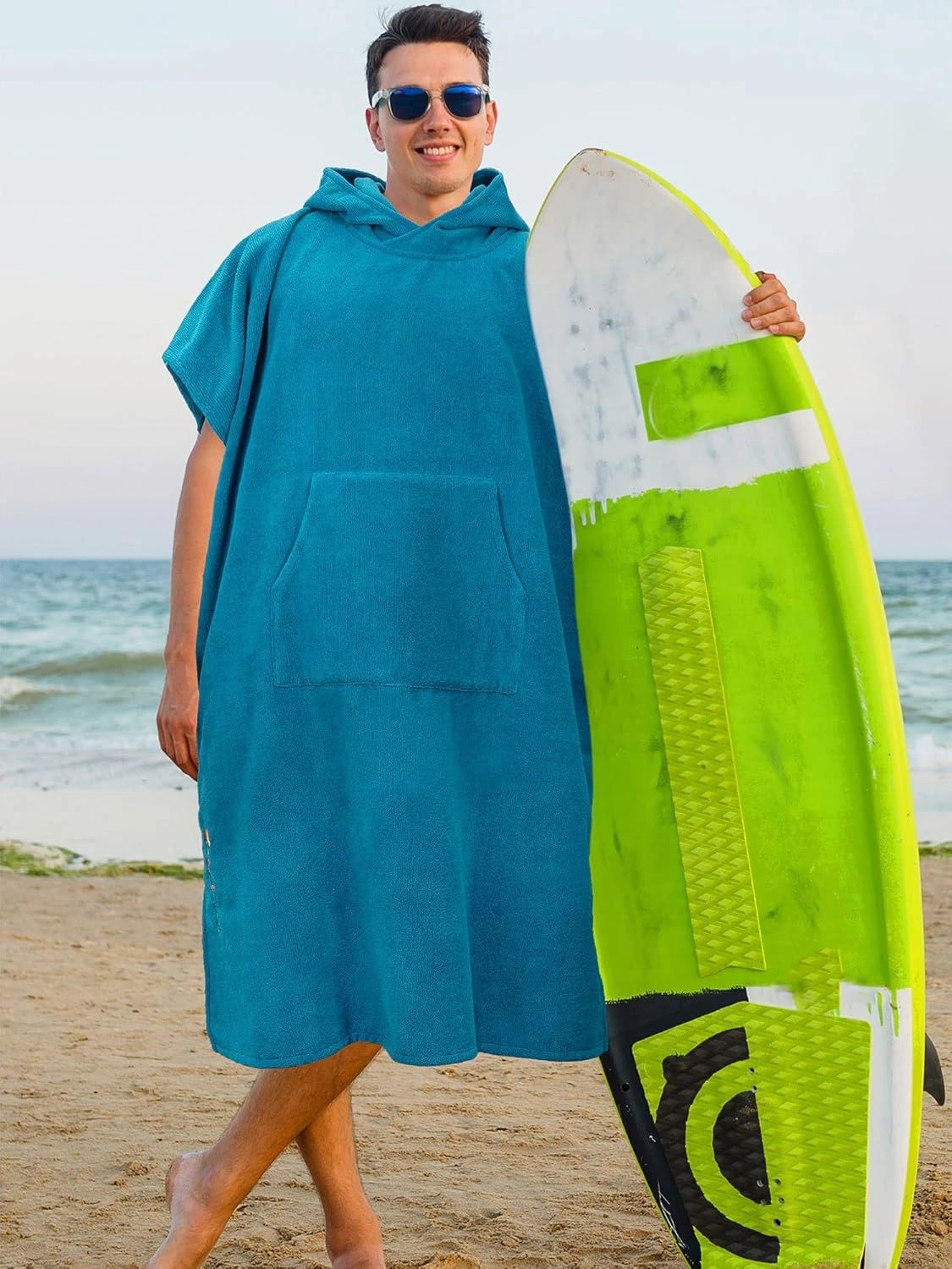 SUN CUBE Surf Poncho Changing Robe with Hood | Absorbent Quick Dry Microfiber Wetsuit Changing Towel with Pocket for Surfing Men Women