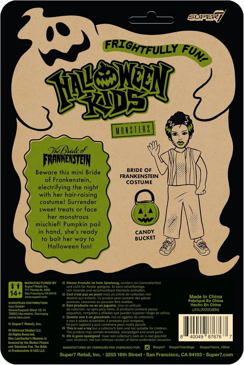 Super7 Halloween Kids Universal Monsters Bride of Frankenstein Girl - 3.75" Universal Monsters Movies Action Figure Classic Movie Collectibles