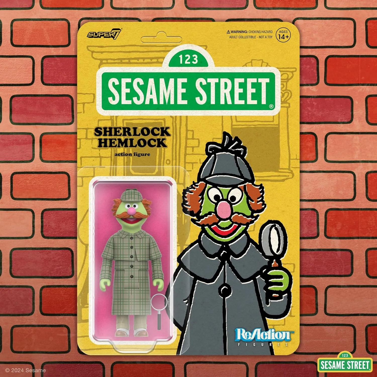 Super7 Sesame Street Sherlock Hemlock - 3.75" Sesame Street Action Figure with Accessory Collectibles and Retro Toys