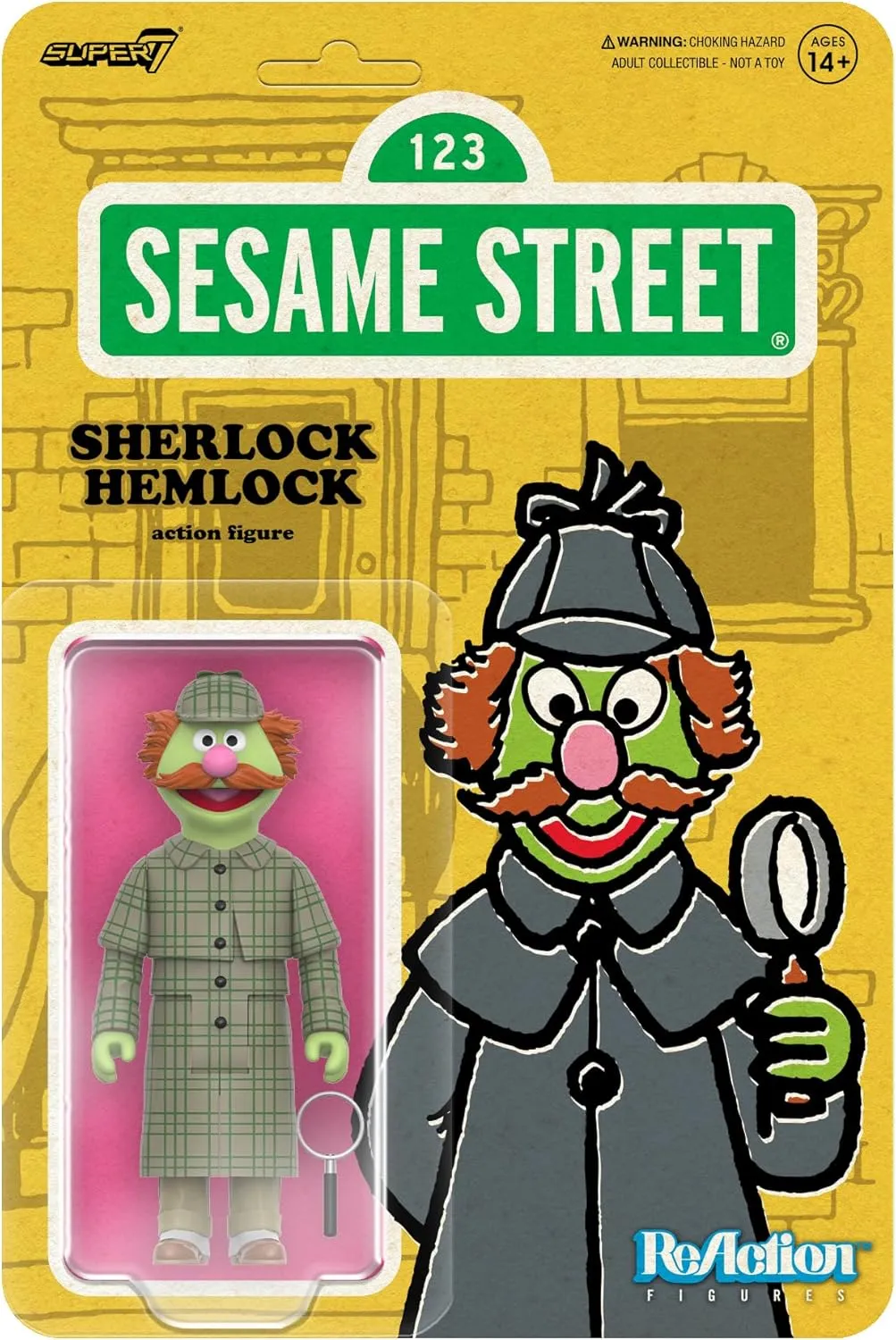 Super7 Sesame Street Sherlock Hemlock - 3.75" Sesame Street Action Figure with Accessory Collectibles and Retro Toys