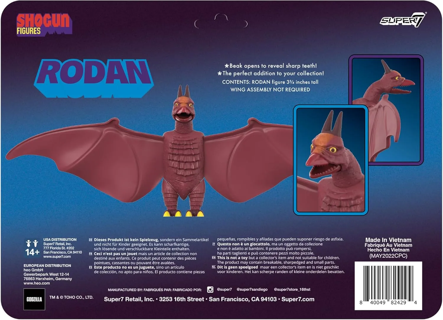 Super7 Shogun Toho Rodan - 3.75" Toho Action Figure Classic Movie Collectibles and Retro Toys
