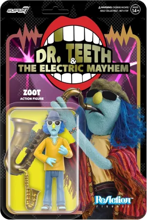 Super7 The Muppets Electric Mayhem Band Zoot - 3.75" Muppets Action Figure with Accessory Classic Cartoon Collectibles and Retro Toys