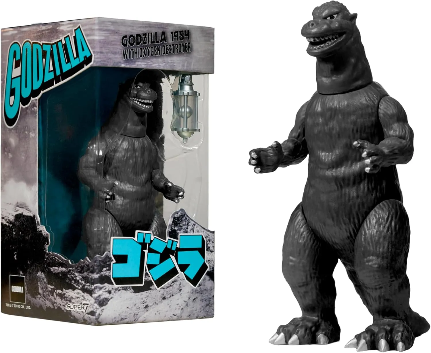 Super7 Toho Godzilla '54 (Silver Screen with Oxygen Destroyer) - 3.75" Toho Godzilla Action Figure with Accessory Classic Movie Collectibles and Retro Toys