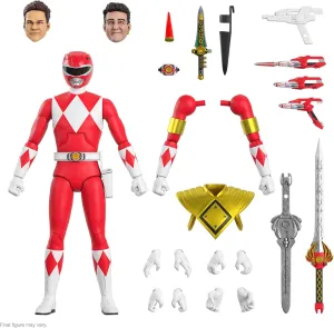 Super7 ULTIMATES! Mighty Morphin Power Rangers Red Ranger - 7" Power Rangers Action Figure with Accessories Classic TV Show Collectibles