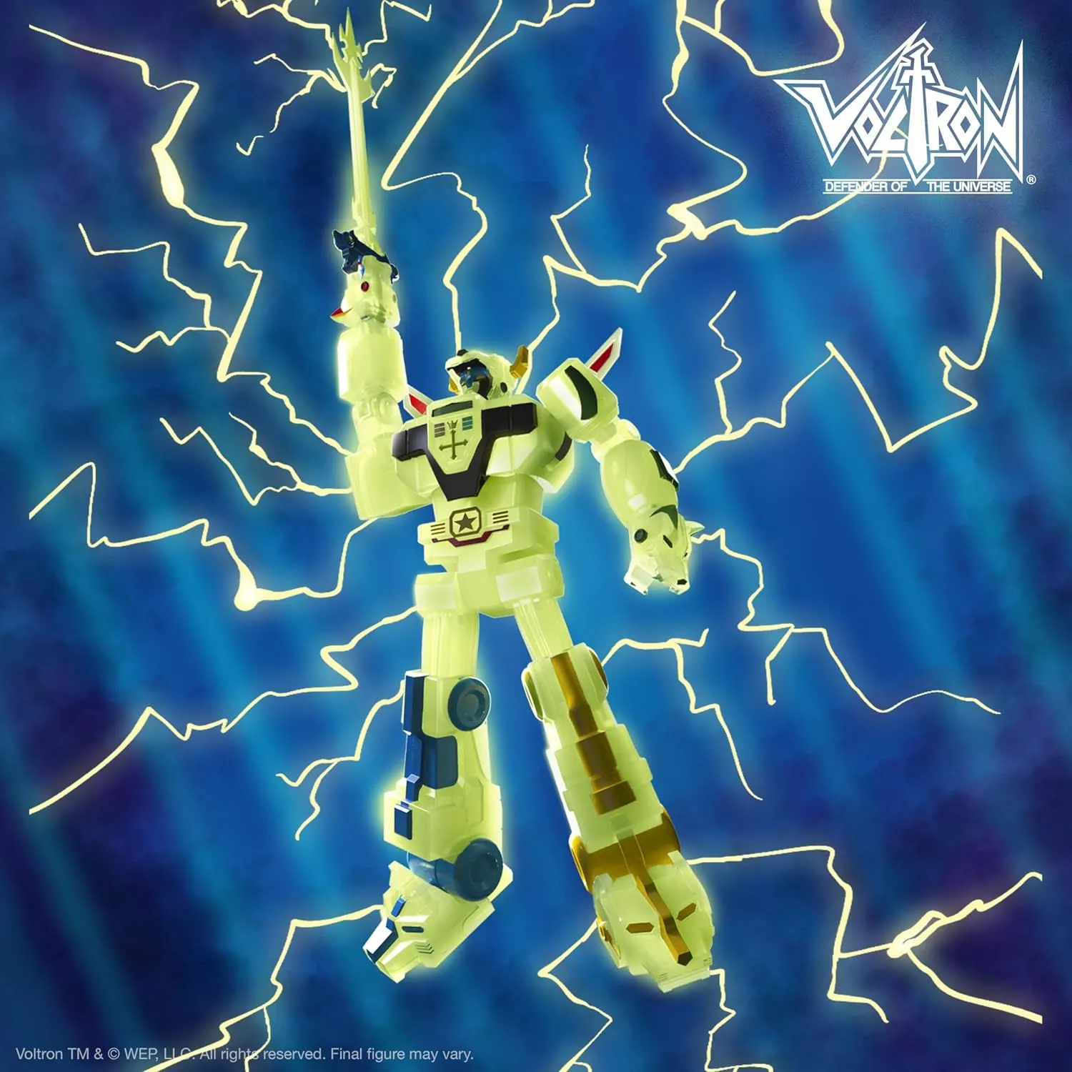 Super7 ULTIMATES! Voltron Defender of The Universe (Lightning Glow) - 7" Voltron Action Figure with Accessories Vintage Collectibles and Retro Toys