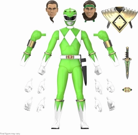 Super7 ULTIMATES! Mighty Morphin Power Rangers Green Ranger (Glow) - 7" Power Rangers Action Figure with Accessories Classic TV Show Collectibles and Retro Toys