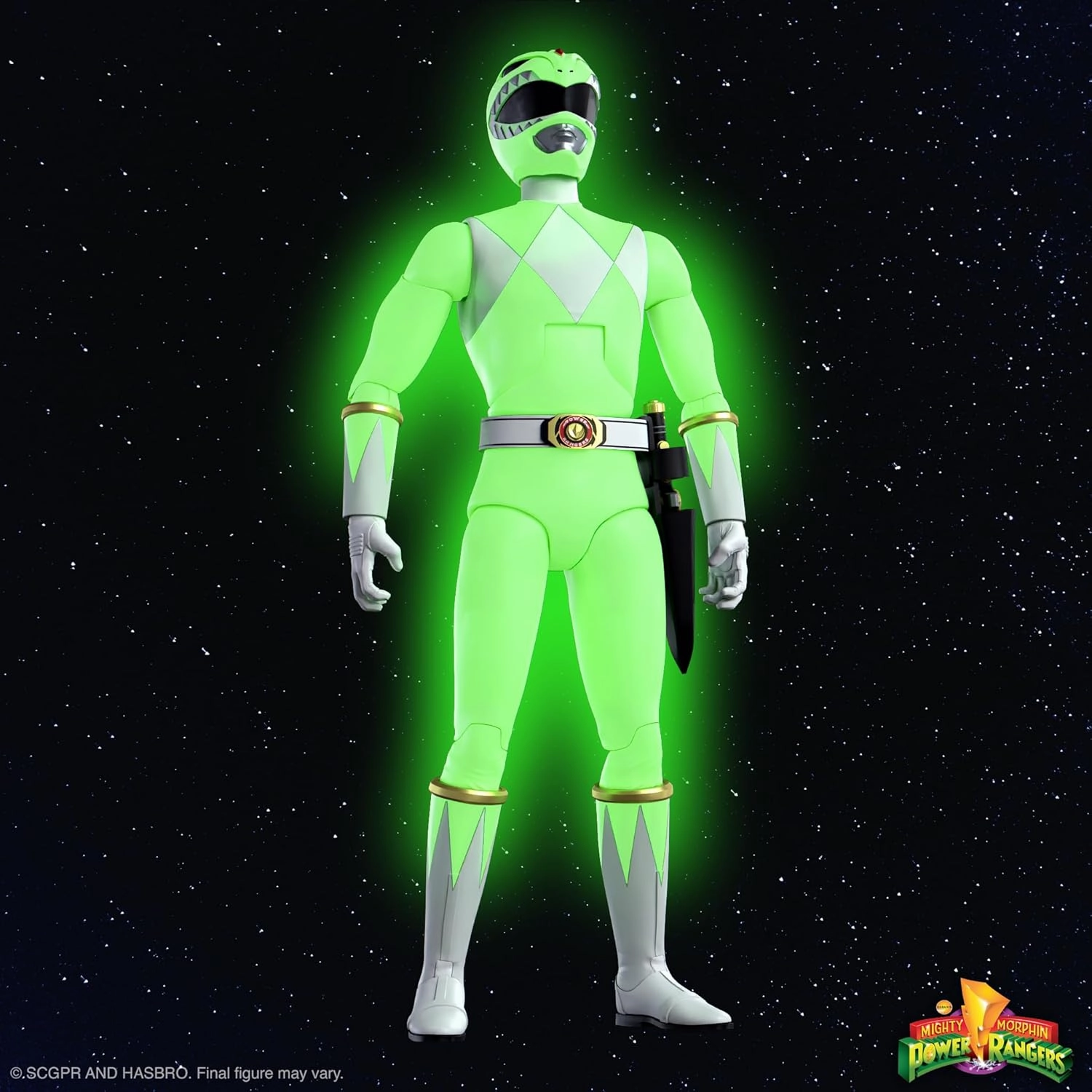 Super7 ULTIMATES! Mighty Morphin Power Rangers Green Ranger (Glow) - 7" Power Rangers Action Figure with Accessories Classic TV Show Collectibles and Retro Toys