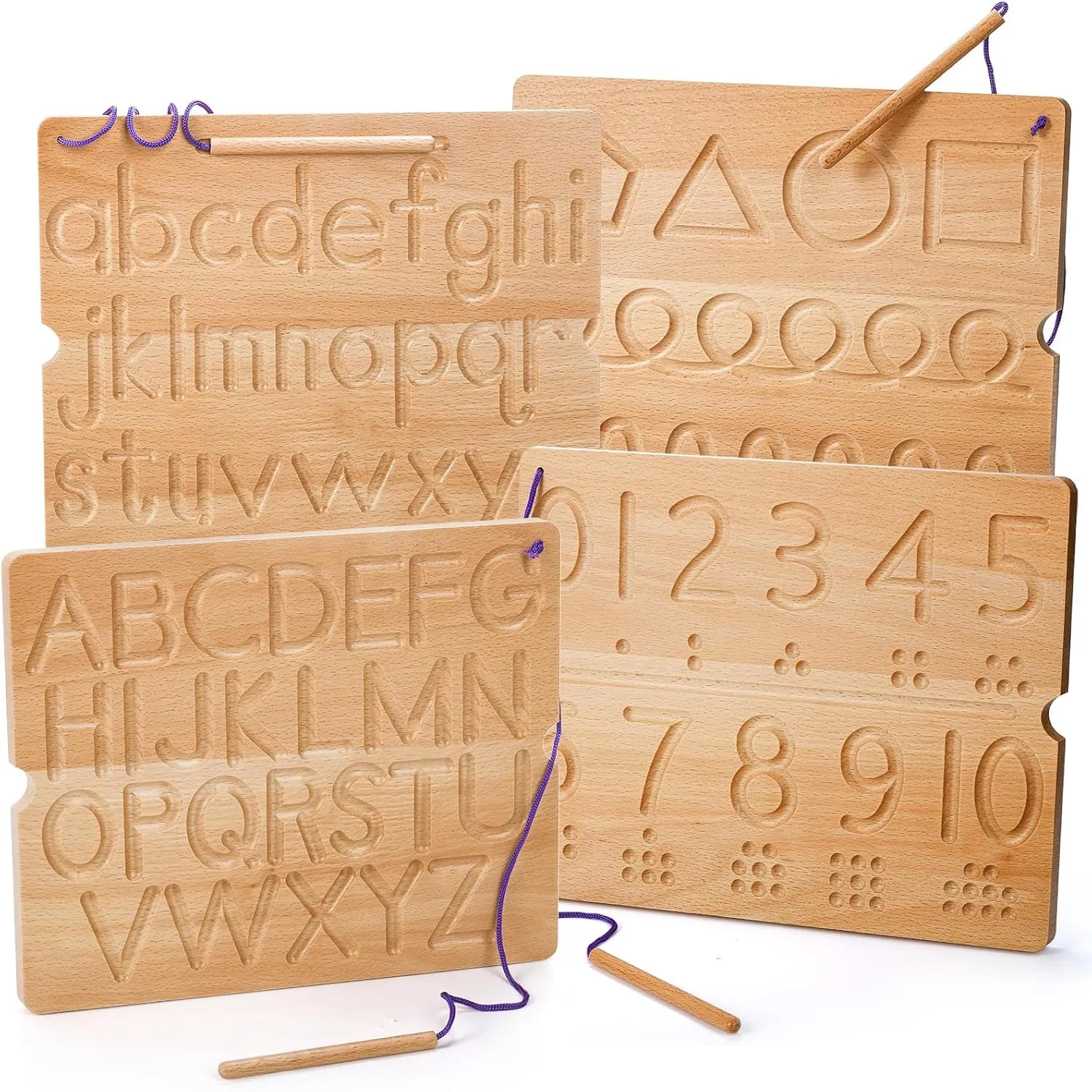 Suwimut Number & Letter Tracing Board, Wooden Alphabet Learning Montessori Toys for Kids Age 3-5, Double Sided Writing Practice Toddler Writing Tools for Beginner Preschool Classroom 3  Years Old