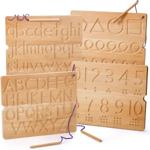 Suwimut Number & Letter Tracing Board, Wooden Alphabet Learning Montessori Toys for Kids Age 3-5, Double Sided Writing Practice Toddler Writing Tools for Beginner Preschool Classroom 3  Years Old