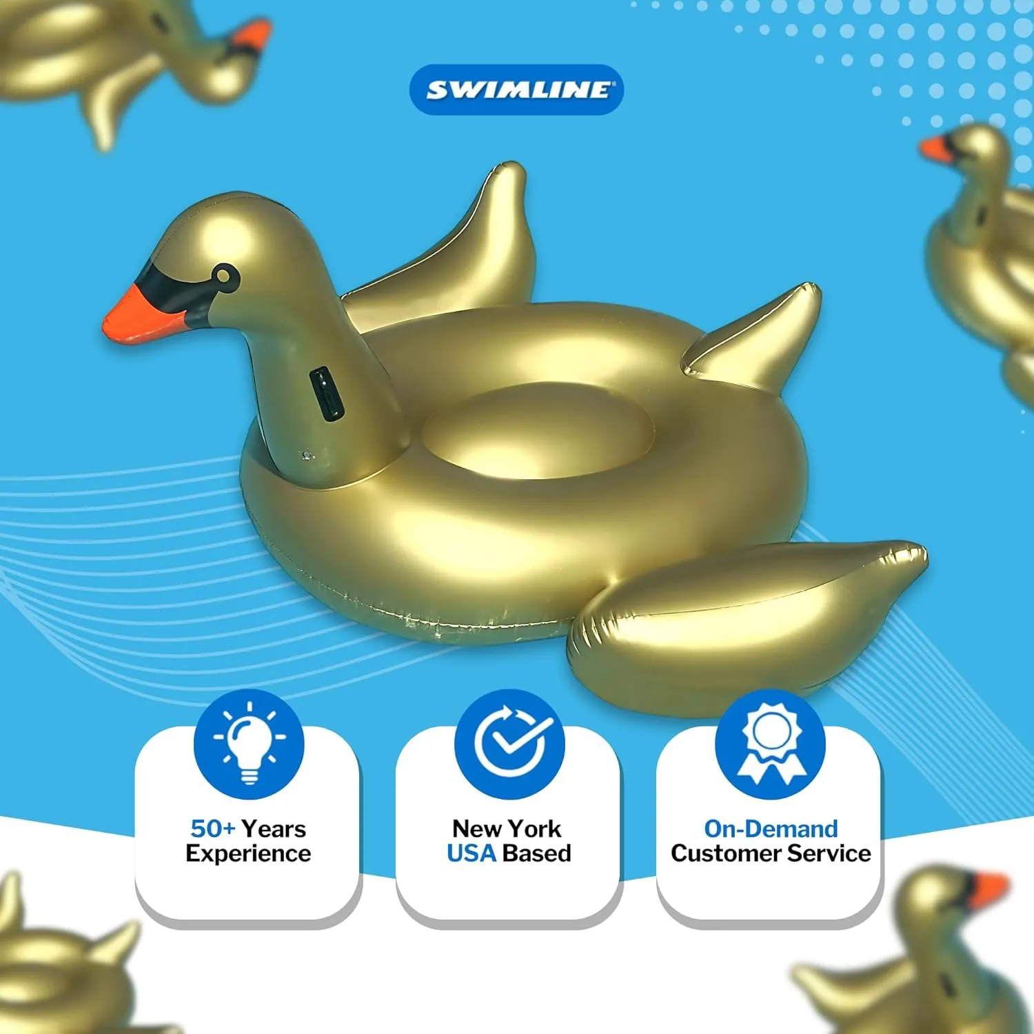 SWIMLINE ORIGINAL 90701 Inflatable Golden Goose Pool Float | Luxury Ride-On Raft with Stable Wings & Legs |Lounge Floatie Great for Poolside Lounging & Summer Fun