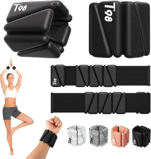 T98 Wrist & Ankle Weights for Women Men, Wearable Wrist Weights Set of 2(1Lbs Each), Adjustable Arm Leg Bracelet Weights for Strength Training, Aerobics, Barre, Suit for Home Outdoor Workout
