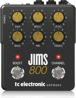 TC Electronic JIMS 800 PREAMP Guitar Pedal | Twin-Channel Guitar Preamp with Independent Channel Controls, Pre/Post Boost & Dedicated Outputs for DI and Headphones