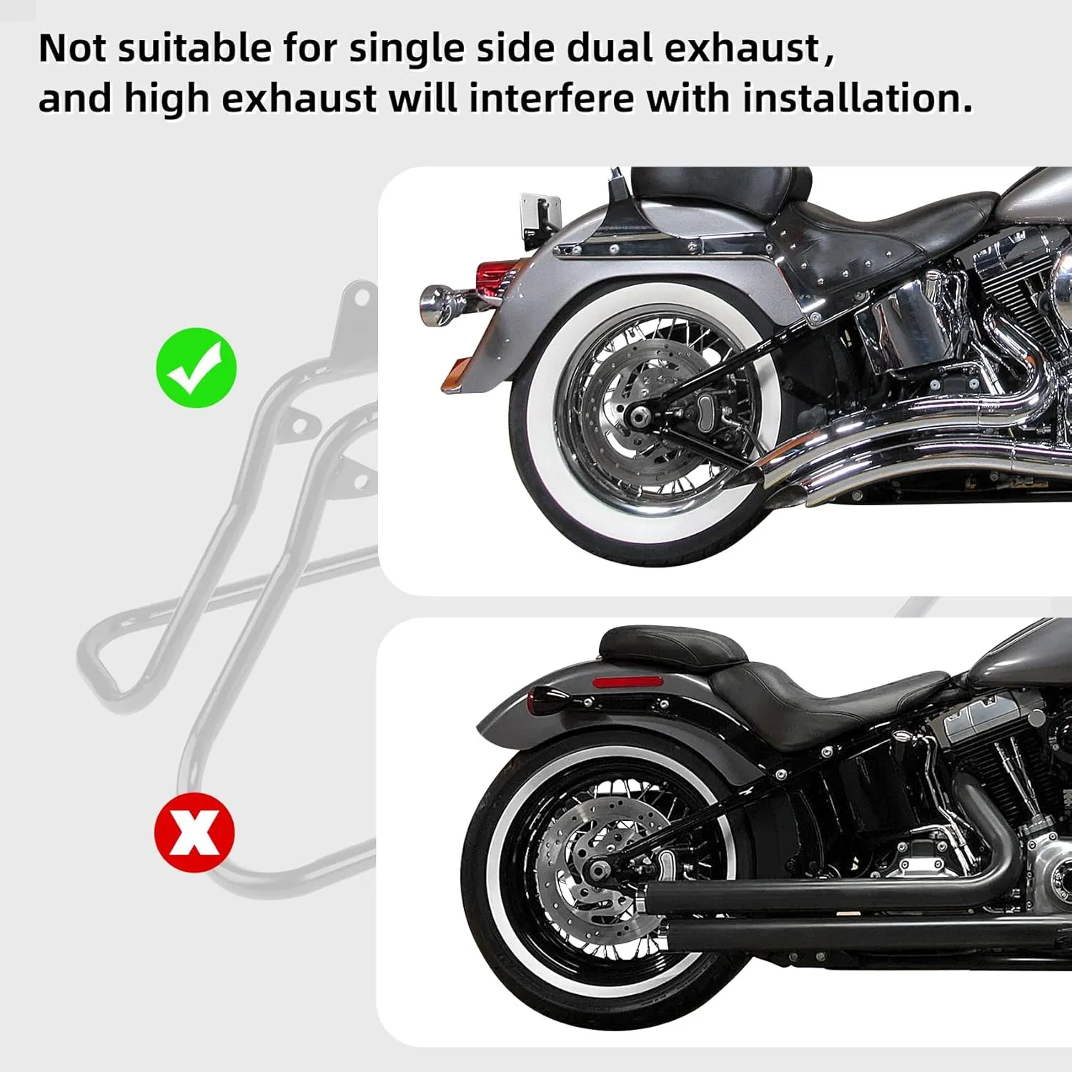TCT-MOTORPARTS Heavy duty Saddle bag Conversion Brackets Set Fit for Harley Softail models 1984-2017 Fatboy FLSTF EFI FLSTFI Bad Boy FXSTSB Night Train FXSTB Chrome