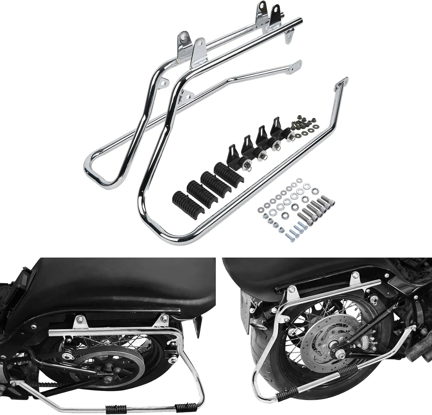 TCT-MOTORPARTS Heavy duty Saddle bag Conversion Brackets Set Fit for Harley Softail models 1984-2017 Fatboy FLSTF EFI FLSTFI Bad Boy FXSTSB Night Train FXSTB Chrome