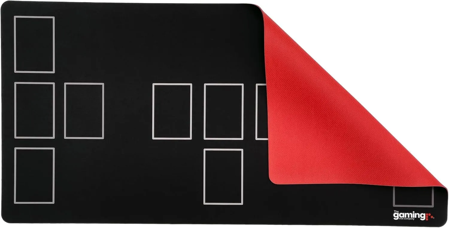 The Gaming Mat Company Single Player Compatible Flesh and Blood Playmat. Large 28.35" x 14.17" x 0.08" with Red Rubber Base for Flesh & Blood TCG Cards with Zones. Deluxe Waterproof FAB TCG Card Mat