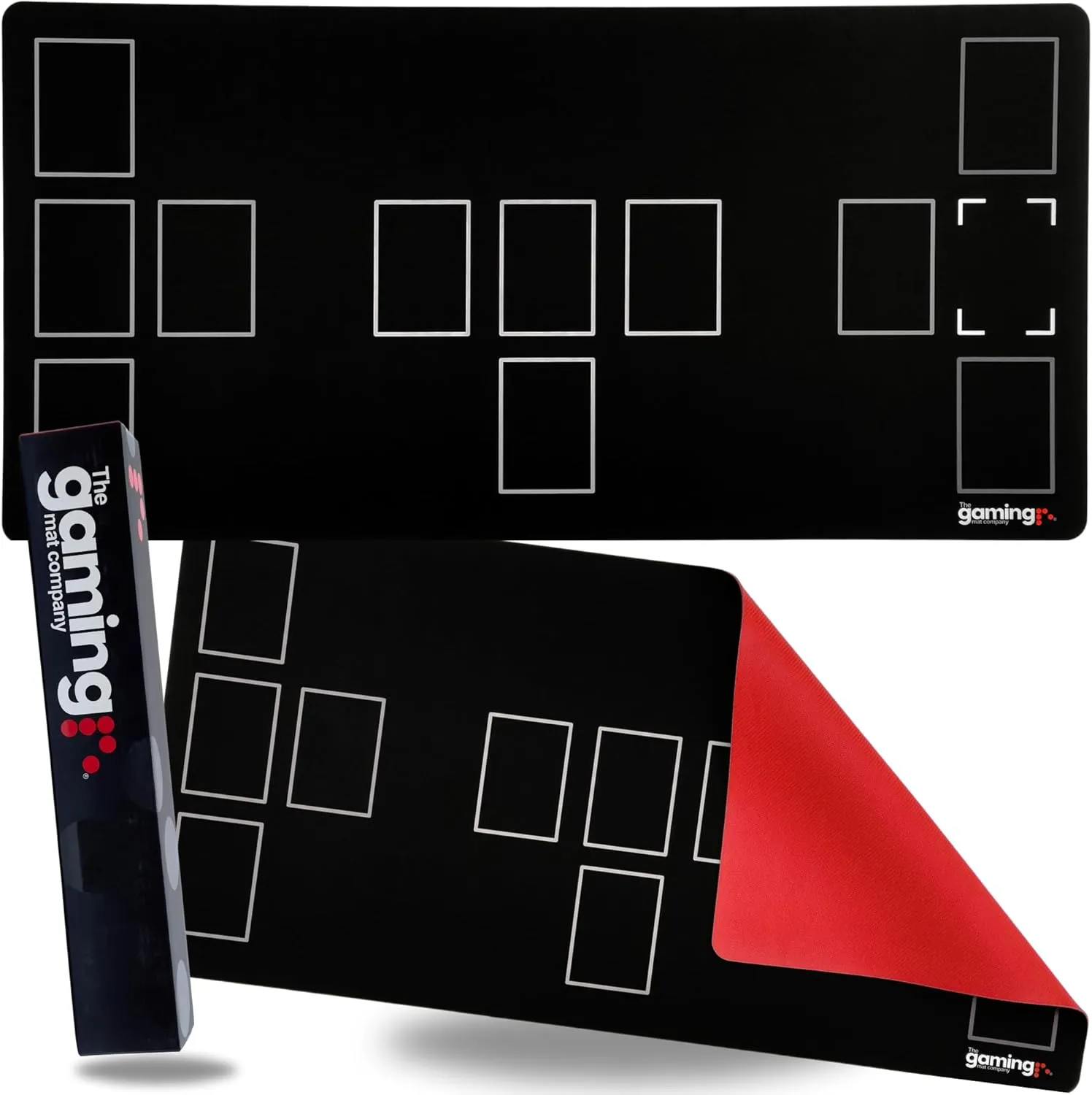 The Gaming Mat Company Single Player Compatible Flesh and Blood Playmat. Large 28.35" x 14.17" x 0.08" with Red Rubber Base for Flesh & Blood TCG Cards with Zones. Deluxe Waterproof FAB TCG Card Mat