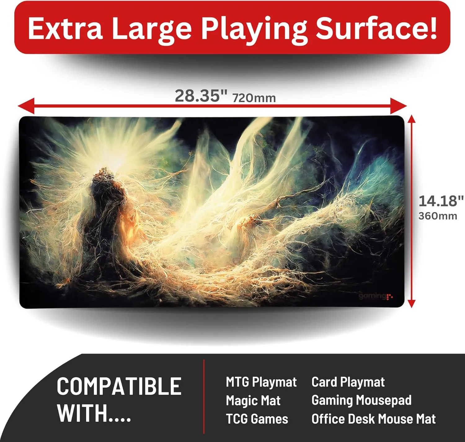 The Gaming Mat Company Single Player MTG Playmat & Gaming Mouse Pad. 28" x 14" Light & Energy Gaming Mousepad Compatible with Magic: The Gathering! Playmats Yu-Gi-Oh! Gaming Mat Mouse Pad