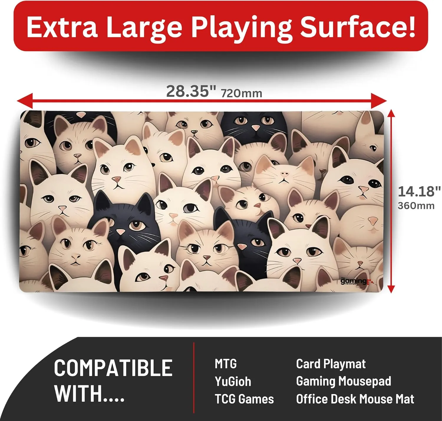 The Gaming Mat Company Single Player MTG Playmat & Mouse Pad – 28" x 14" Cats Gaming Mouse Pad Compatible with Magic: The Gathering playmats, MTG Cards, TCG Gaming mat