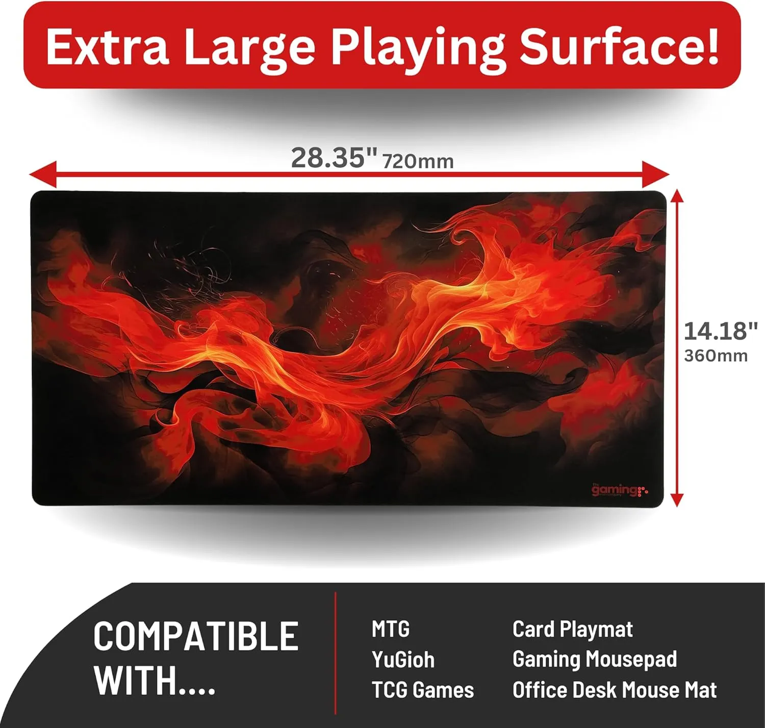 The Gaming Mat Company Single Player MTG Playmat & Mouse Pad – 28" x 14" Flames Gaming Mouse Pad Compatible with Magic: The Gathering playmats, MTG Cards, TCG Gaming mat