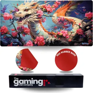 The Gaming Mat Company Single Player MTG Playmat & Mouse Pad – 28" x 14" Flower Dragon Gaming Mouse Pad Compatible with Magic: The Gathering playmats, MTG Cards, TCG Gaming mat