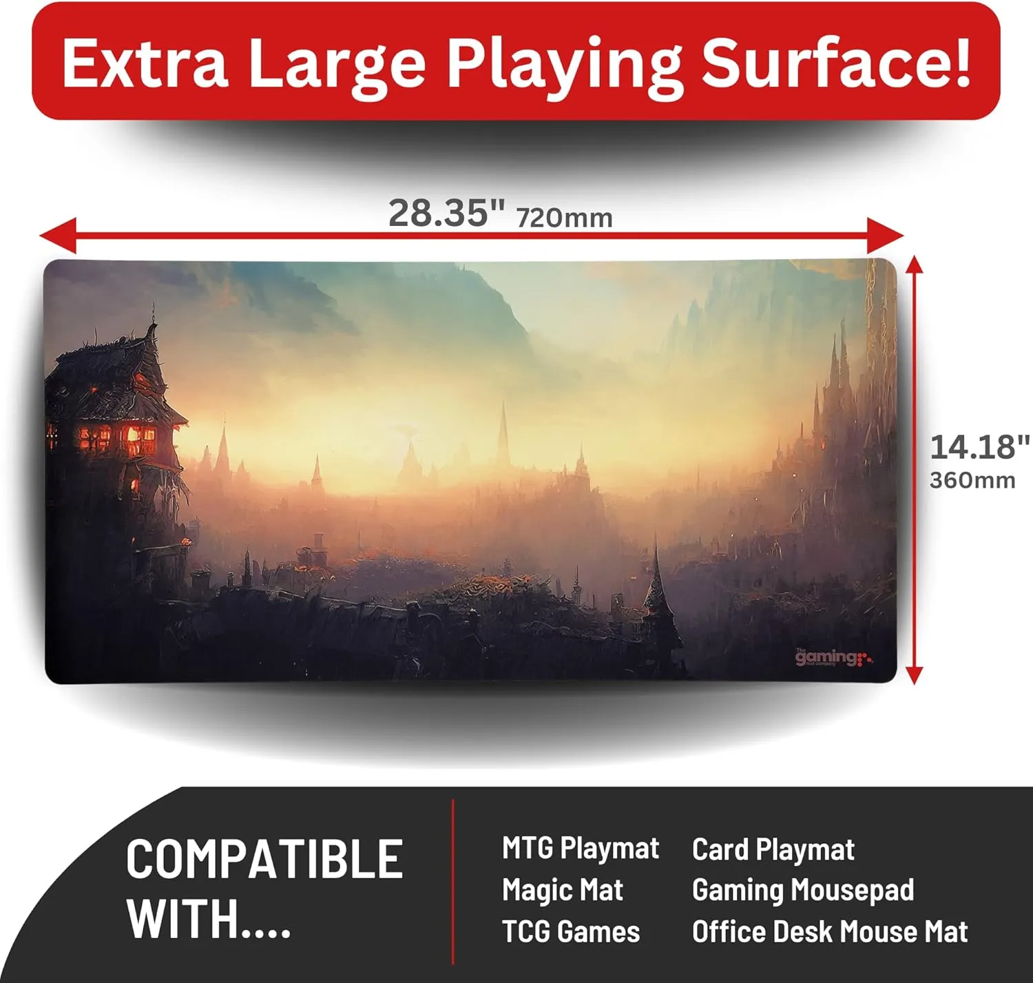 The Gaming Mat Company Single Player MTG Playmat & Mouse Pad – 28" x 14" Hidden City Gaming Mouse Pad Compatible with Magic: The Gathering playmats, MTG Cards, TCG Gaming mat