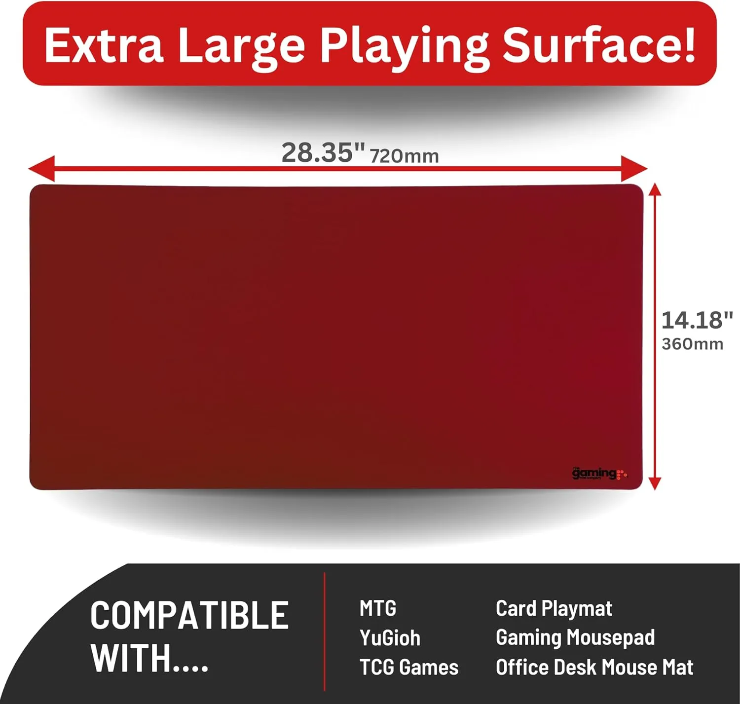 The Gaming Mat Company Single Player MTG Playmat & Mouse Pad – 28" x 14" Red Gaming Mouse Pad Compatible with Magic: The Gathering playmats, MTG Cards, TCG Gaming mat